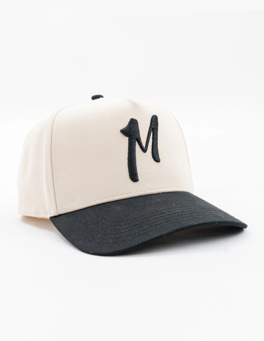 Cream & Black 'M' Hat